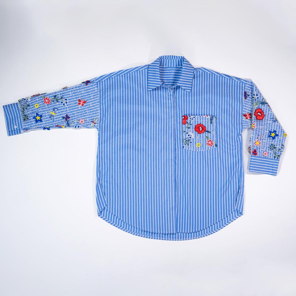 Camicia con ricamo floreale - Made in Italy - immagine 4