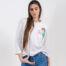 Maglia in cotone con fiori multicolor e perline