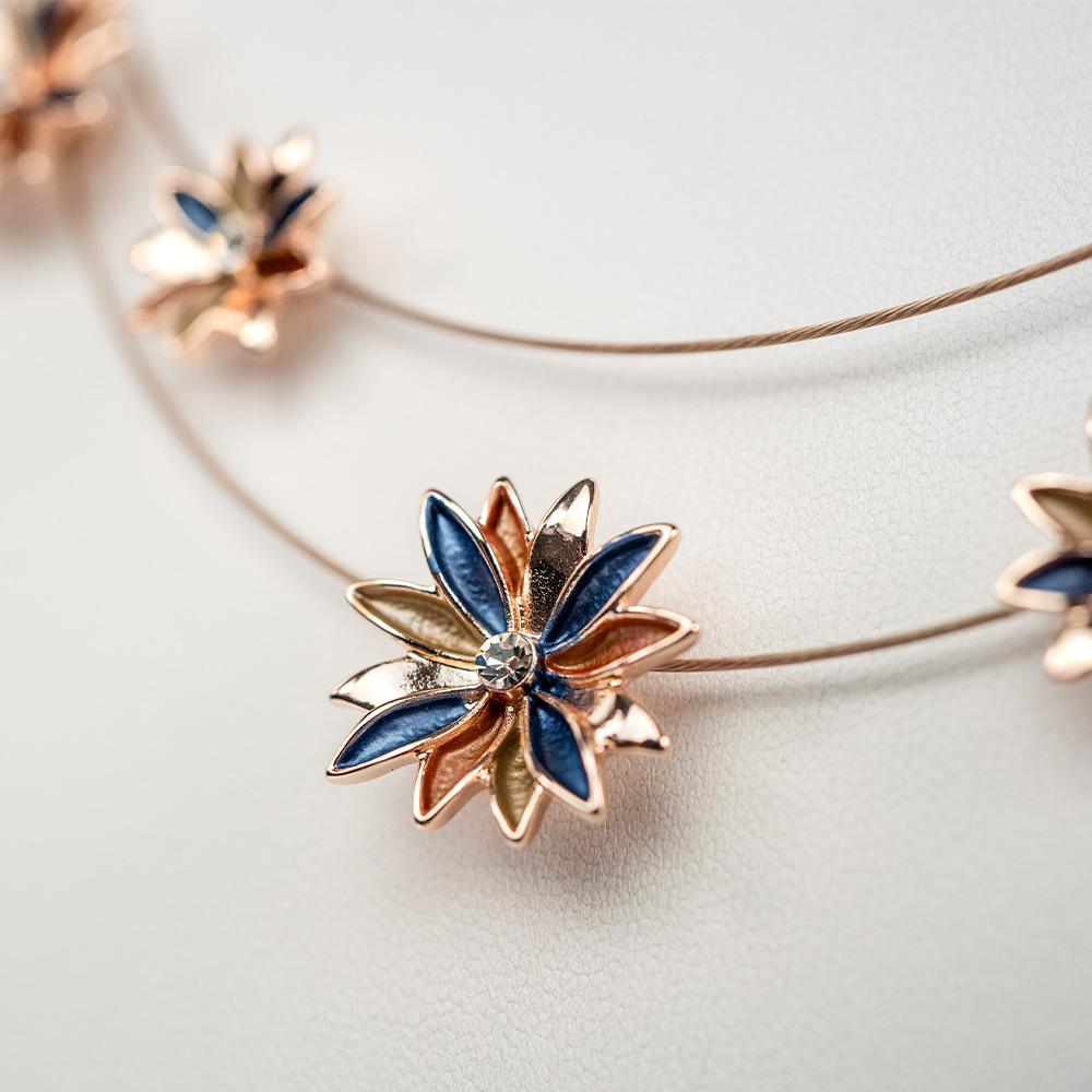 Collana girocollo KLK doppio filo con margherite - immagine 2
