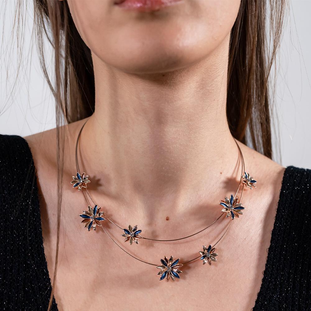 Collana girocollo KLK doppio filo con margherite - immagine 4