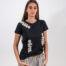 T-Shirt Nera con inserto floreale