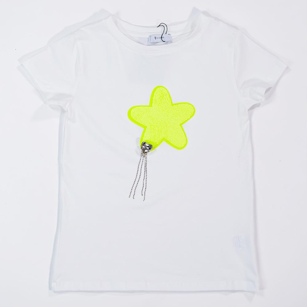 T-Shirt con stella Giallo Fluo - immagine 3