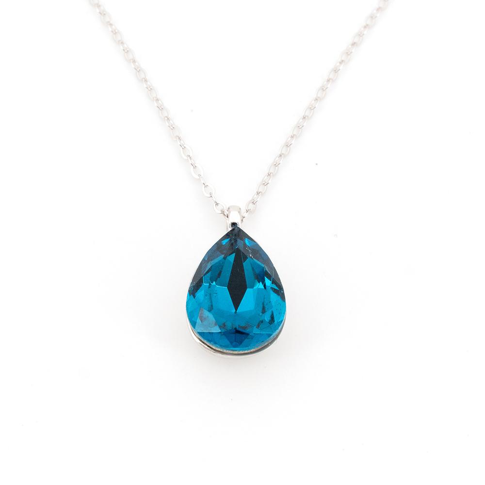 Collana KLK in argento 925 con pendente a forma di goccia blu