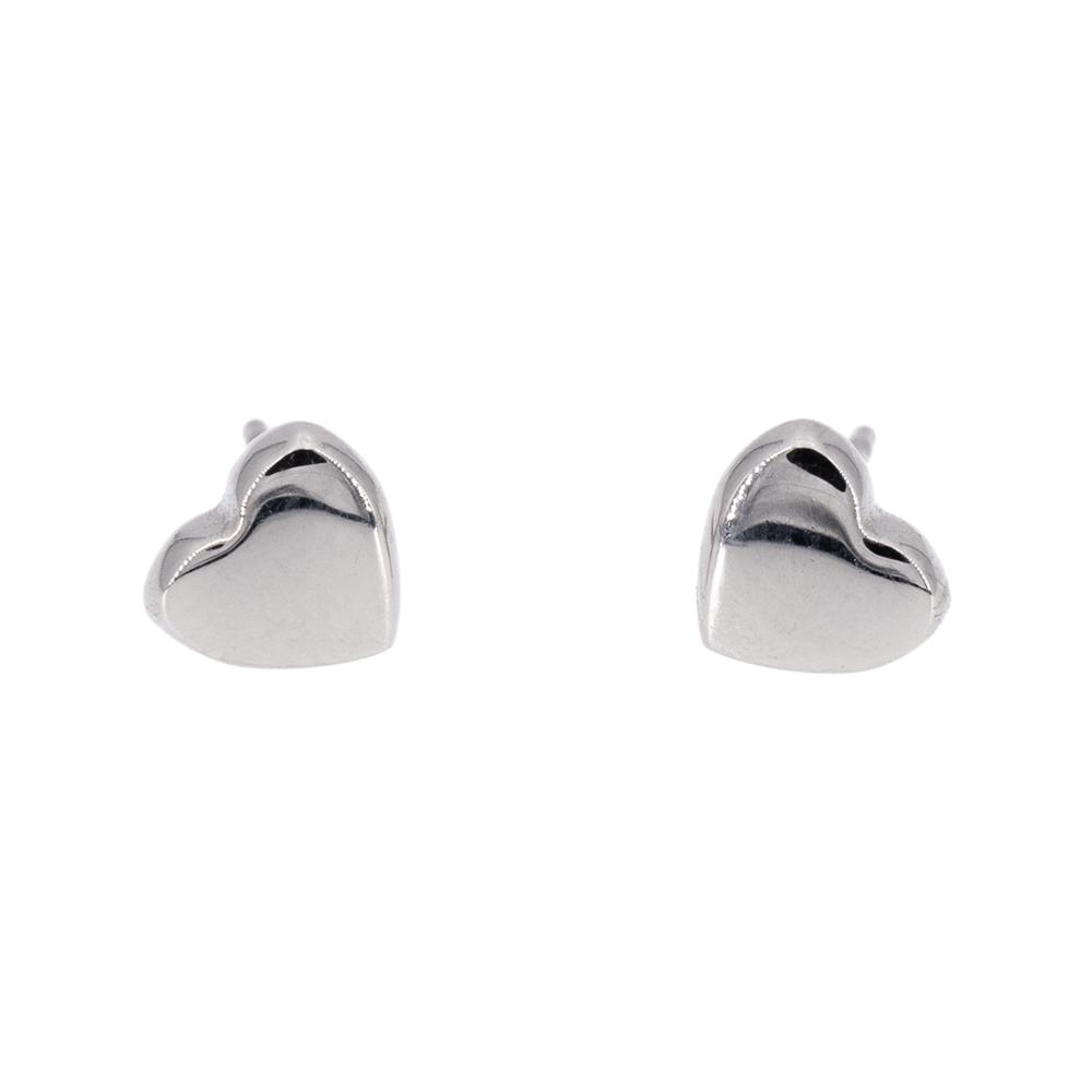 Orecchini a forma di cuore bombato KLK colore argento
