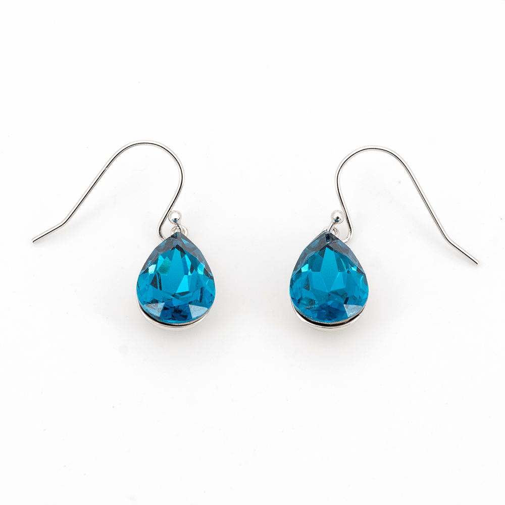 Orecchini a monachella KLK in argento 925 con goccia blu