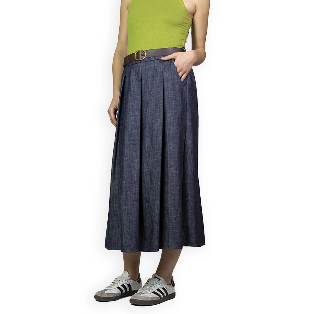 Gonna lunga in jeans - Made in Italy - immagine 2