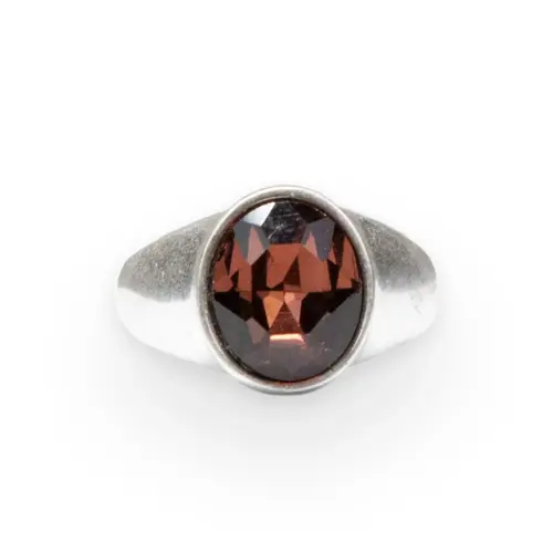ANELLO ELASTICO MET.ZAMA BAGNO IN ARGENTO ANT.BOMBATO RIGHINE VERTICALI