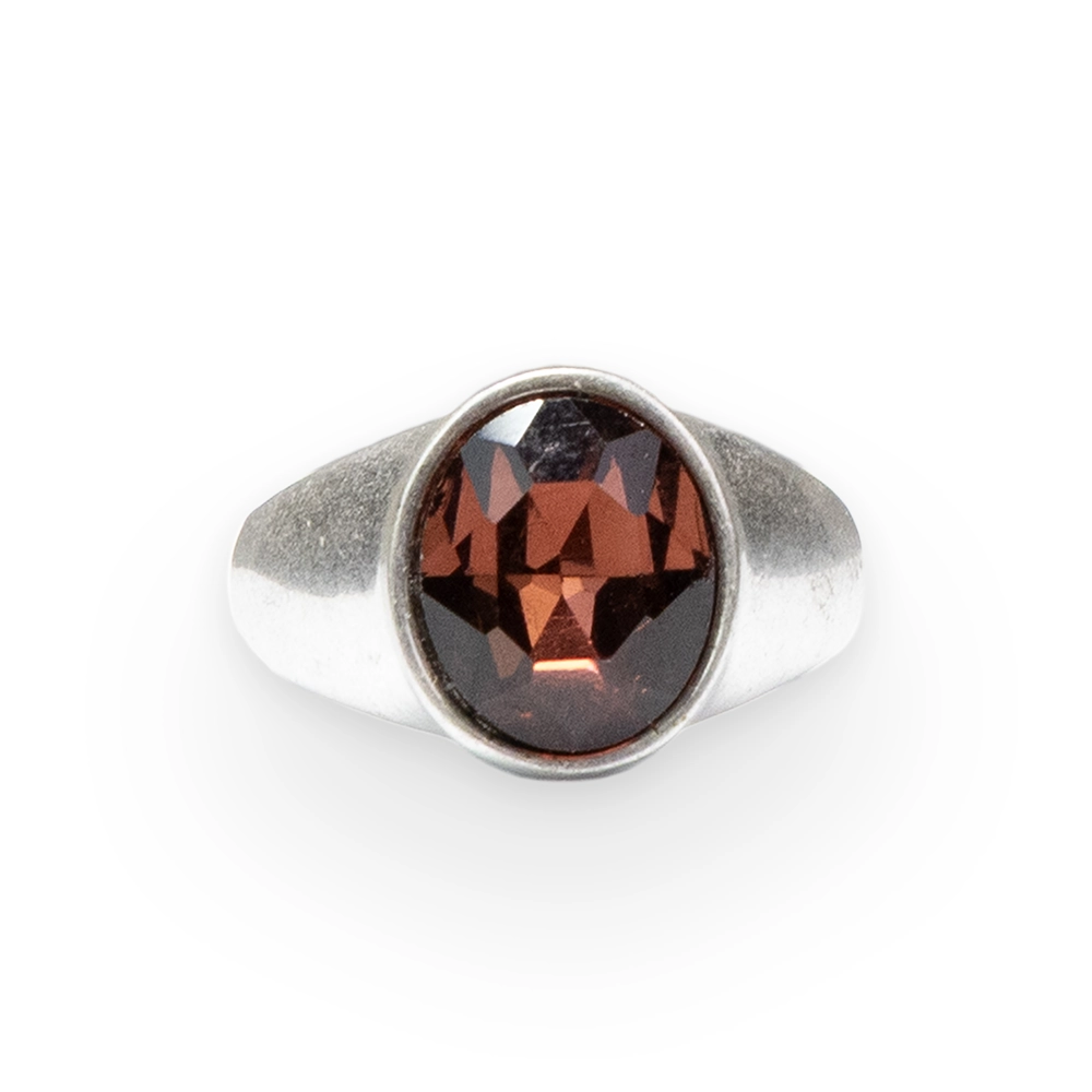 ANELLO ELASTICO MET.ZAMA BAGNO IN ARGENTO ANT.BOMBATO RIGHINE VERTICALI