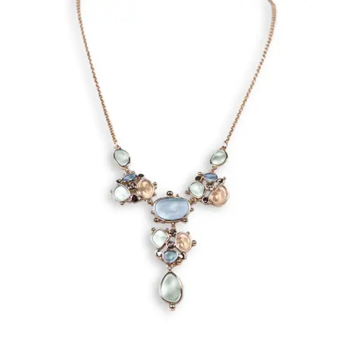 Collana girocollo KLK con formine tondeggianti a Y placcata in oro rosa e dipinta a mano
